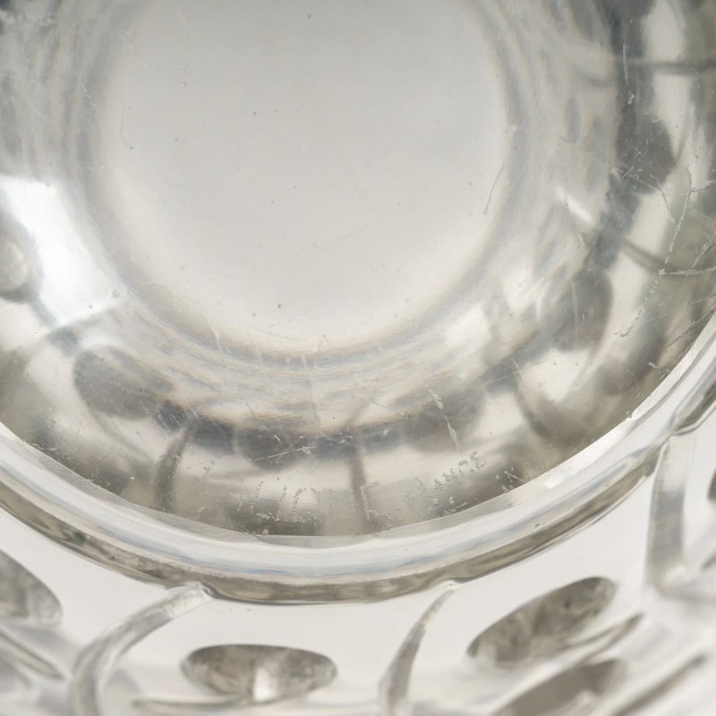 1934 René Lalique – Vase Lemna Verre Blanc Patiné Gris 8