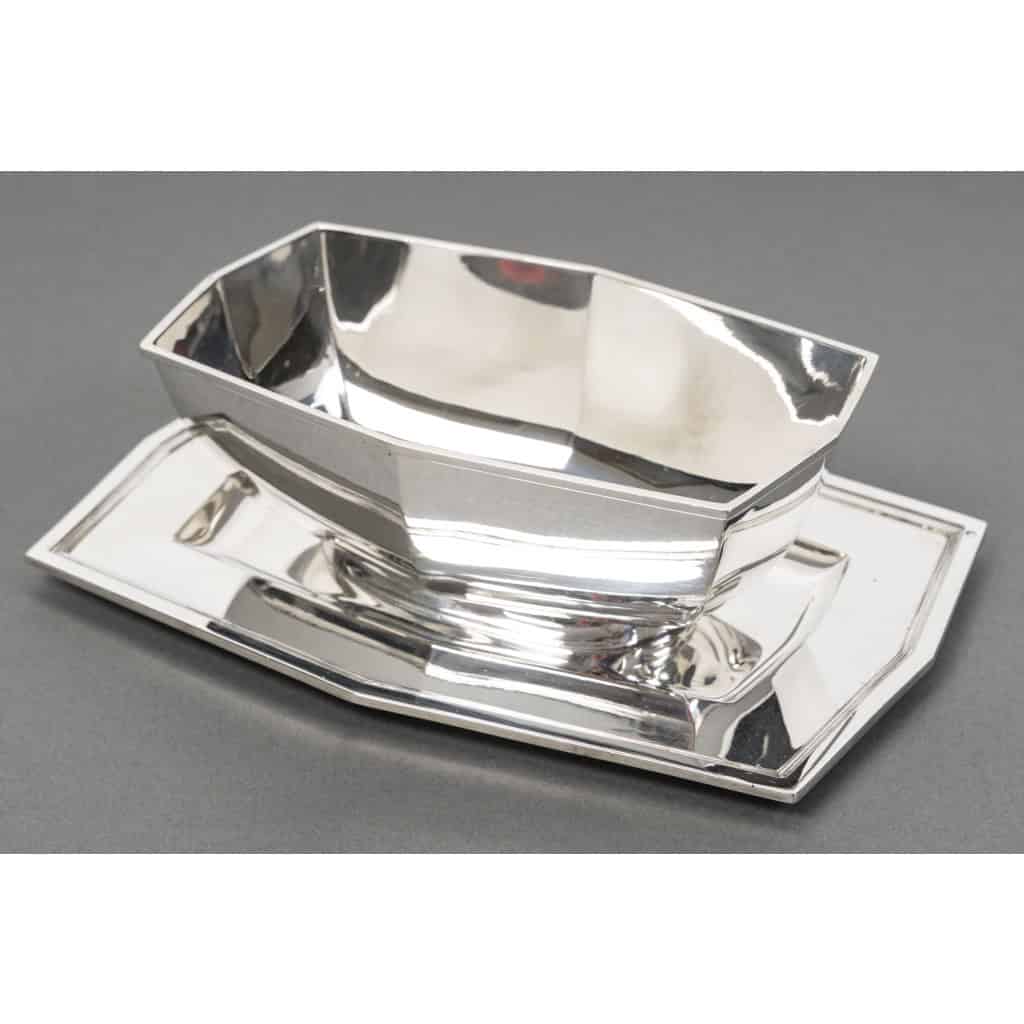 CARDEILHAC – Saucière sur plateau en argent massif ART DECO vers 1930 3