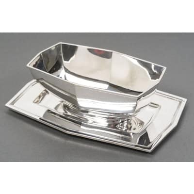 CARDEILHAC – Saucière sur plateau en argent massif ART DECO vers 1930