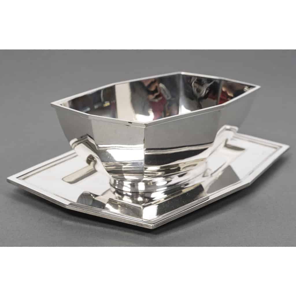CARDEILHAC – Saucière sur plateau en argent massif ART DECO vers 1930 4