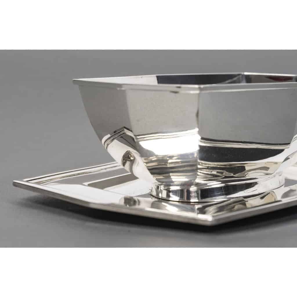 CARDEILHAC – Saucière sur plateau en argent massif ART DECO vers 1930 5