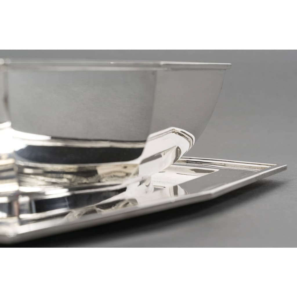 CARDEILHAC – Saucière sur plateau en argent massif ART DECO vers 1930 6