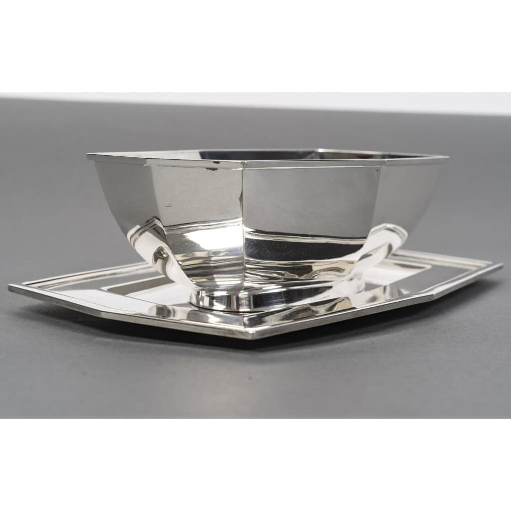 CARDEILHAC – Saucière sur plateau en argent massif ART DECO vers 1930 7