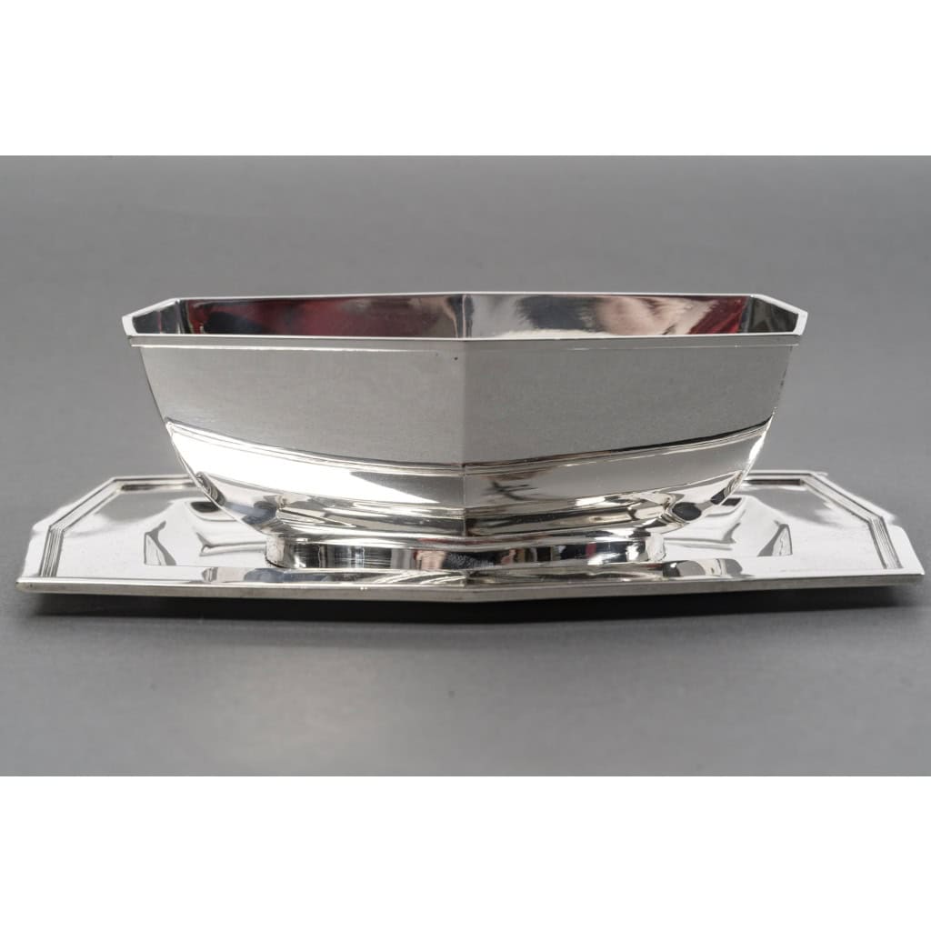 CARDEILHAC – Saucière sur plateau en argent massif ART DECO vers 1930 8