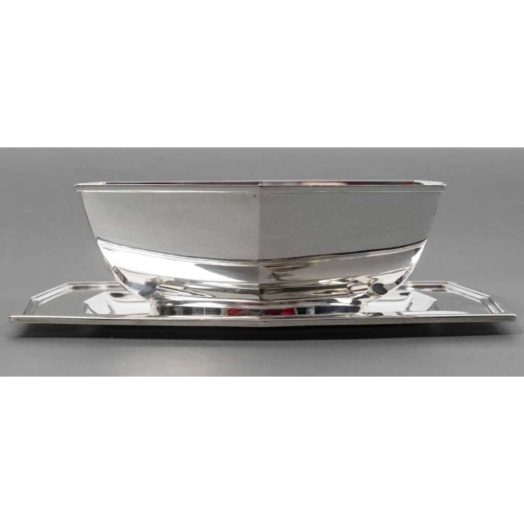 CARDEILHAC – Saucière sur plateau en argent massif ART DECO vers 1930 9