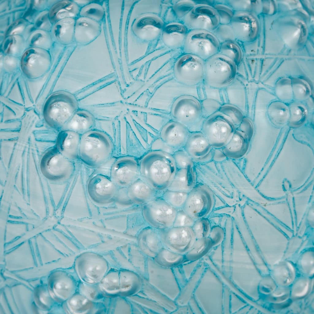 1924 René Lalique – Vase Druide Verre Blanc Patiné Bleu 6