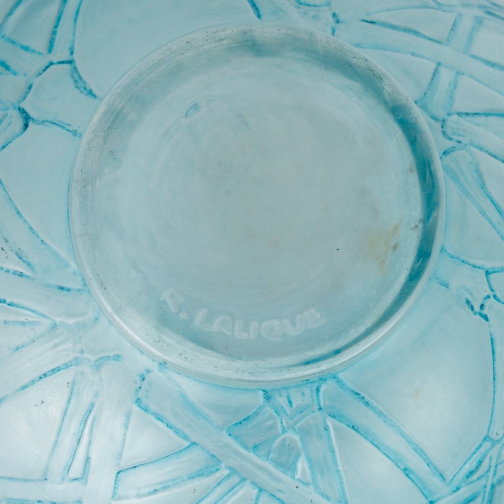 1924 René Lalique – Vase Druide Verre Blanc Patiné Bleu 7
