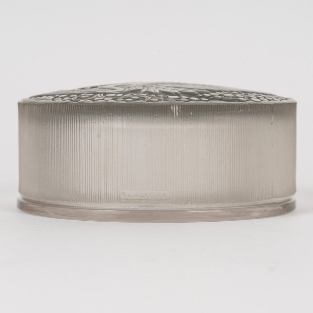 1924 René Lalique – Boîte Rambouillet Verre Blanc Patiné Gris Vert 8