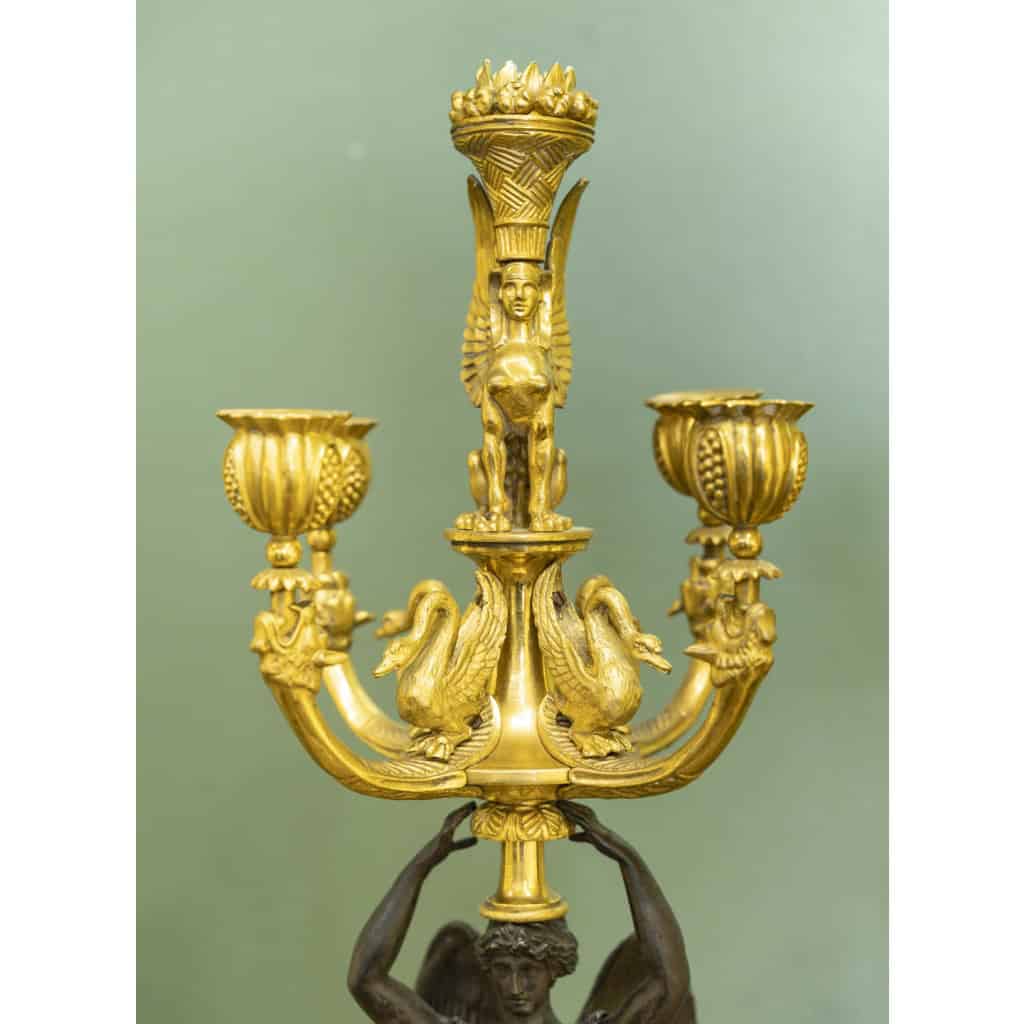 Paire De Candélabres De Style Empire (circa 1900) 6