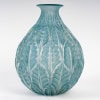1924 René Lalique – Vase Malesherbes Verre Blanc Patiné Bleu 9