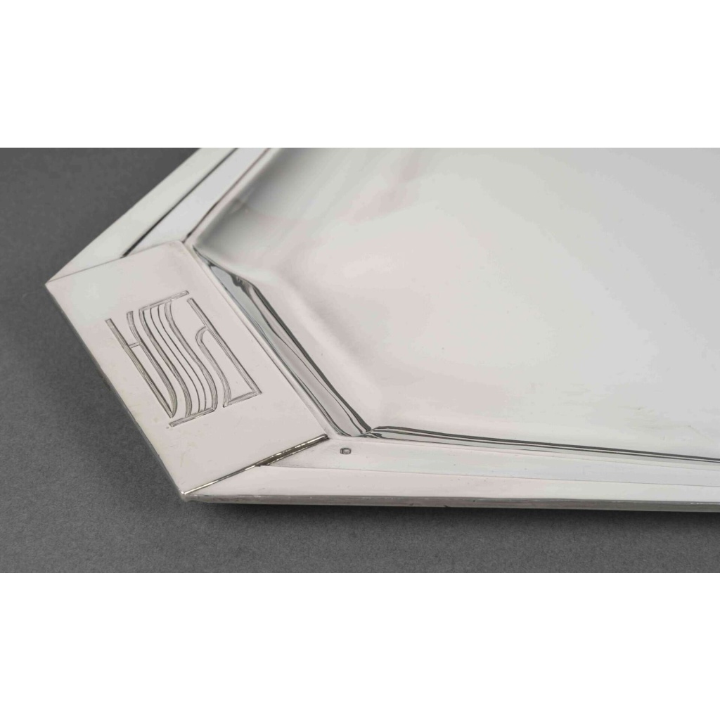 Souche-Lapparra – Plateau en argent massif époque ART DECO vers 1930 11