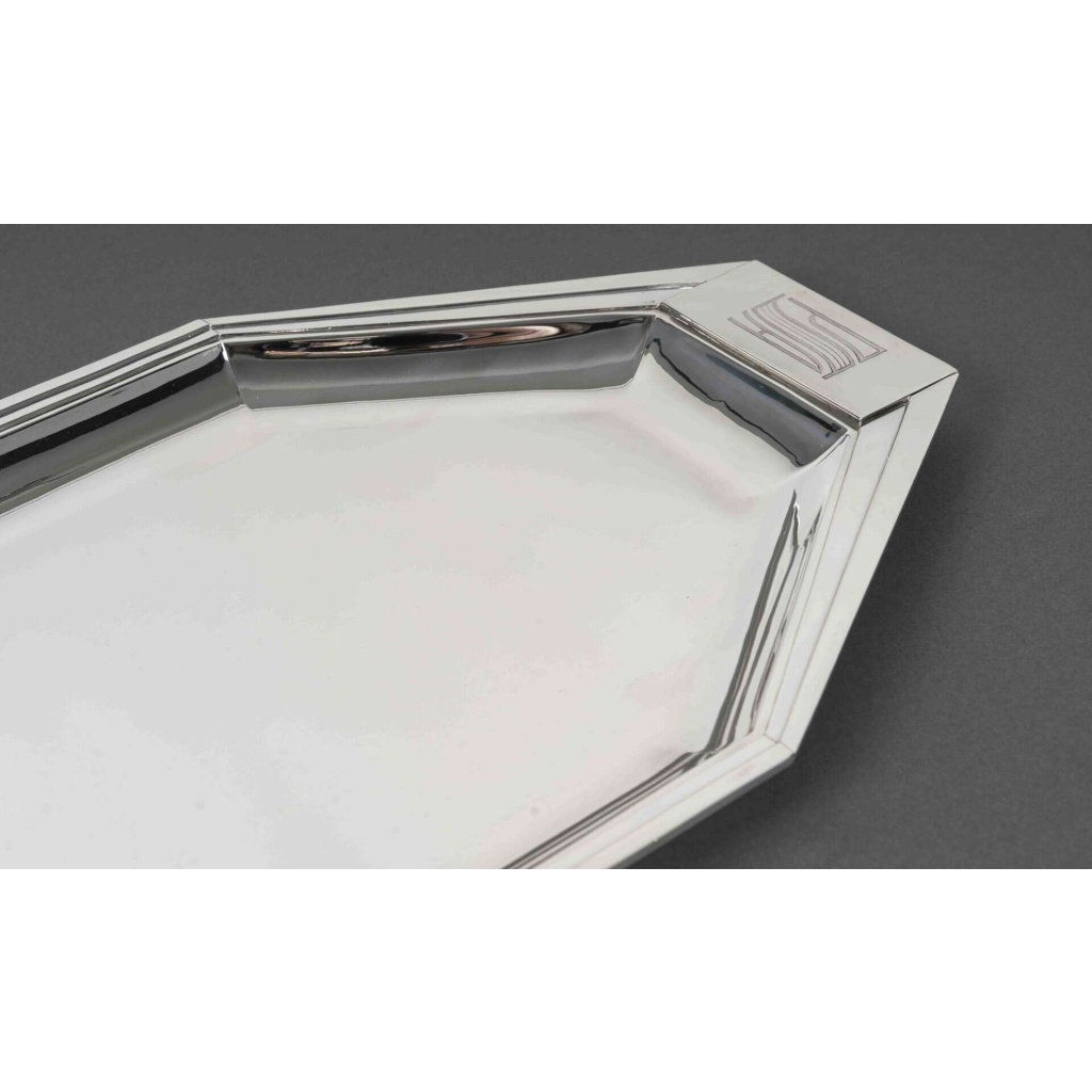 Souche-Lapparra – Plateau en argent massif époque ART DECO vers 1930 10