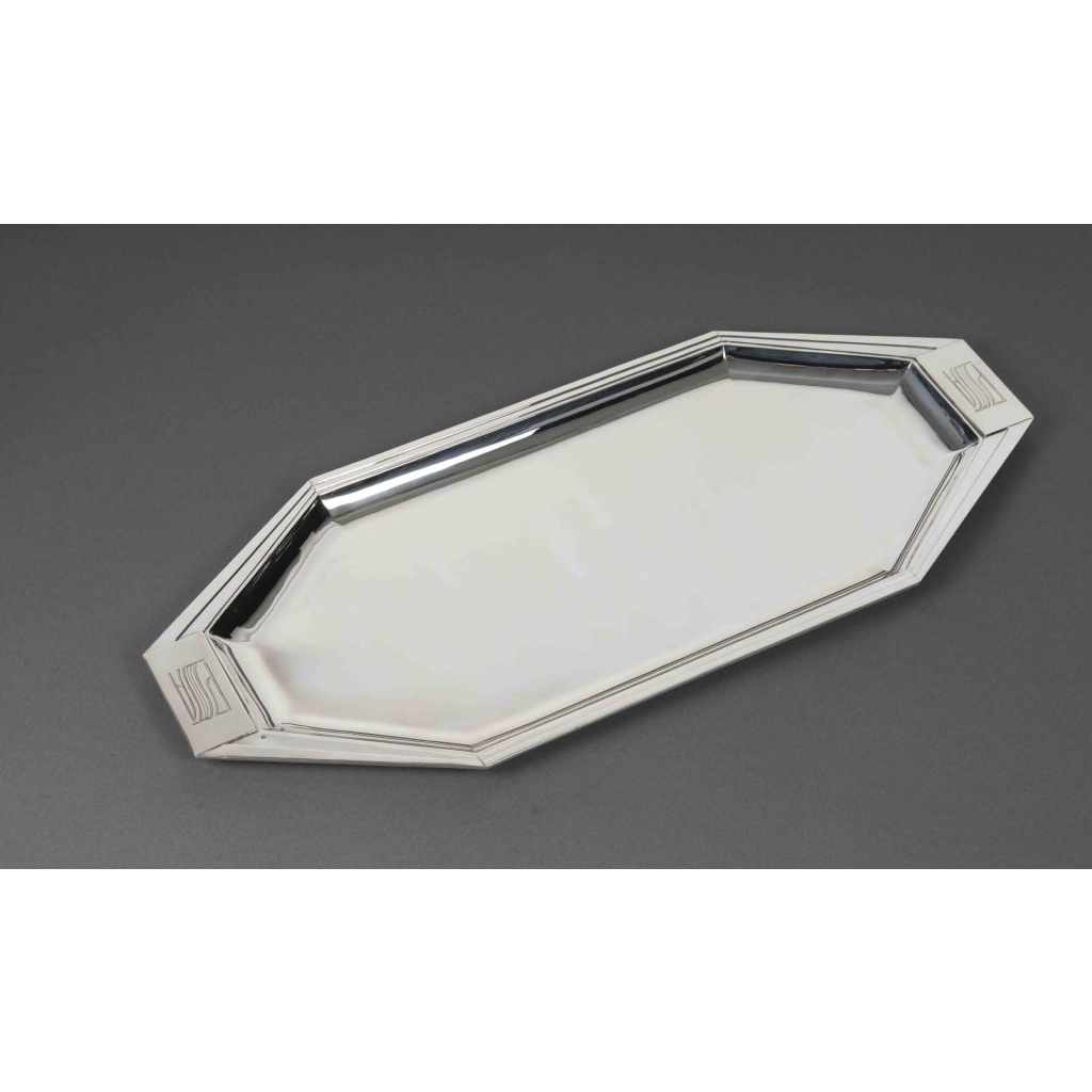 Souche-Lapparra – Plateau en argent massif époque ART DECO vers 1930 8