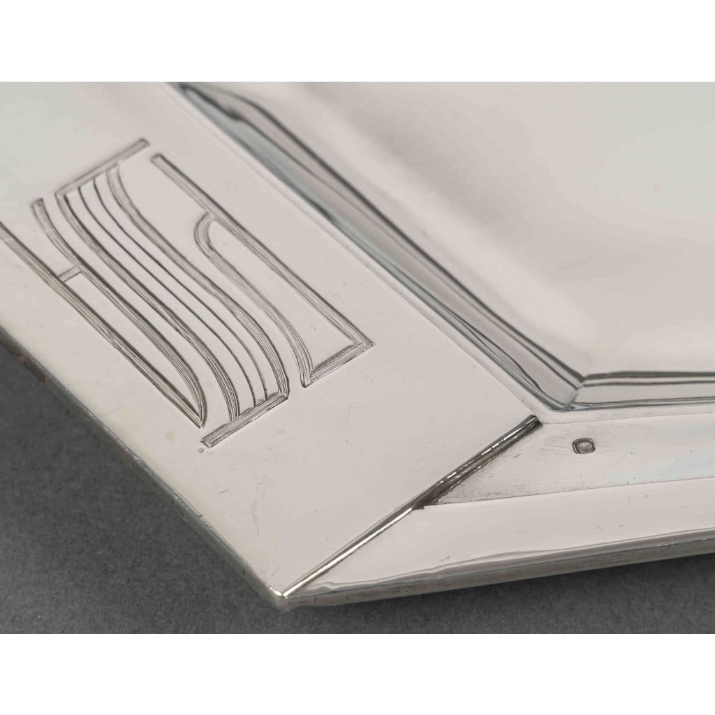 Souche-Lapparra – Plateau en argent massif époque ART DECO vers 1930 7