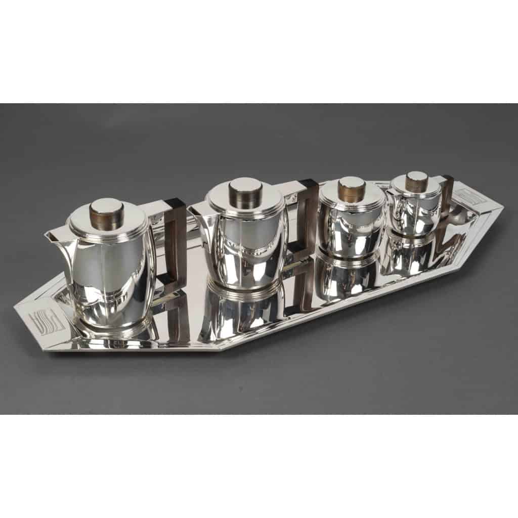 Souche-Lapparra – Service Thé/Café 4 pièces et son plateau en Argent époque ART DECO 3