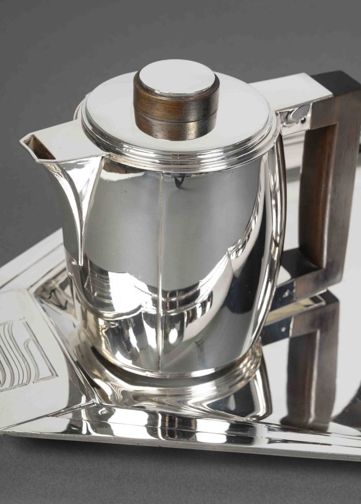Souche-Lapparra – Service Thé/Café 4 pièces et son plateau en Argent époque ART DECO 38