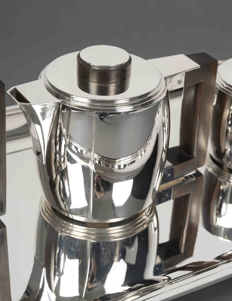 Souche-Lapparra – Service Thé/Café 4 pièces et son plateau en Argent époque ART DECO 39