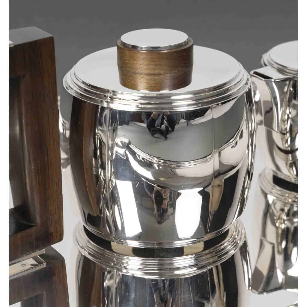 Souche-Lapparra – Service Thé/Café 4 pièces et son plateau en Argent époque ART DECO 40