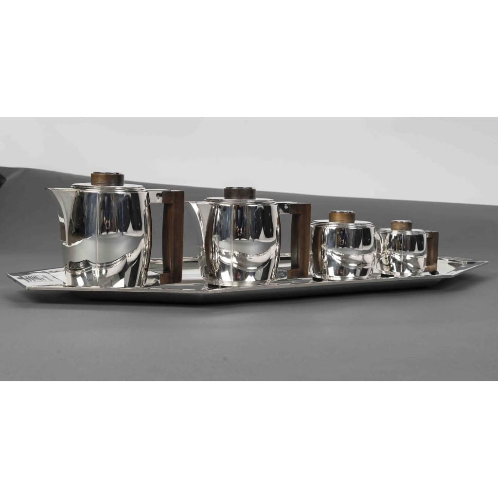 Souche-Lapparra – Service Thé/Café 4 pièces et son plateau en Argent époque ART DECO 32