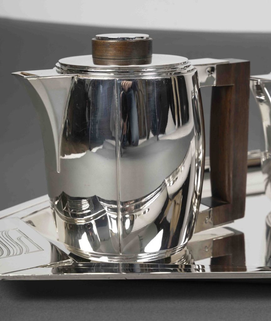 Souche-Lapparra – Service Thé/Café 4 pièces et son plateau en Argent époque ART DECO 31