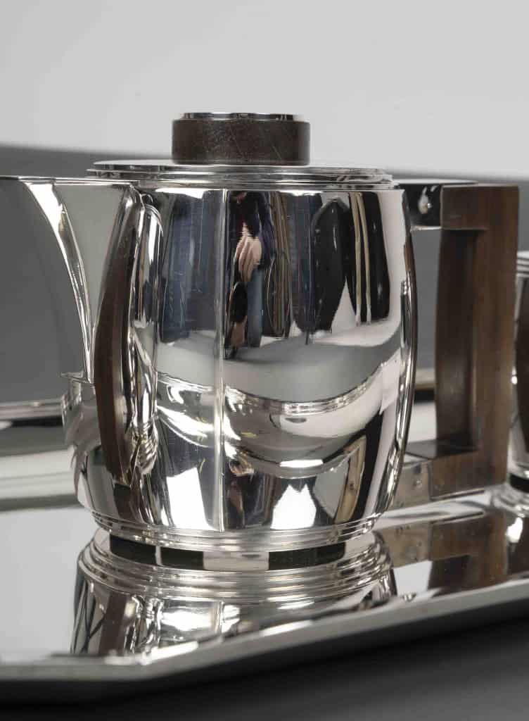 Souche-Lapparra – Service Thé/Café 4 pièces et son plateau en Argent époque ART DECO 30