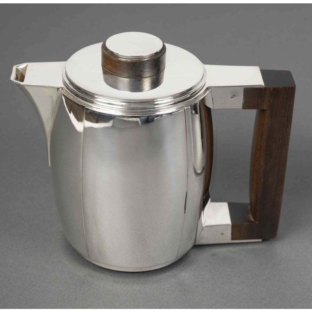 Souche-Lapparra – Service Thé/Café 4 pièces et son plateau en Argent époque ART DECO 24