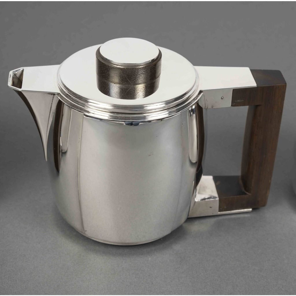 Souche-Lapparra – Service Thé/Café 4 pièces et son plateau en Argent époque ART DECO 23