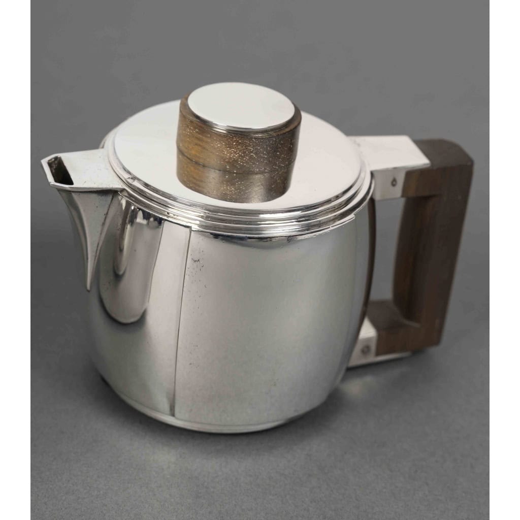 Souche-Lapparra – Service Thé/Café 4 pièces et son plateau en Argent époque ART DECO 21