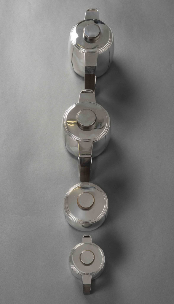 Souche-Lapparra – Service Thé/Café 4 pièces et son plateau en Argent époque ART DECO 20