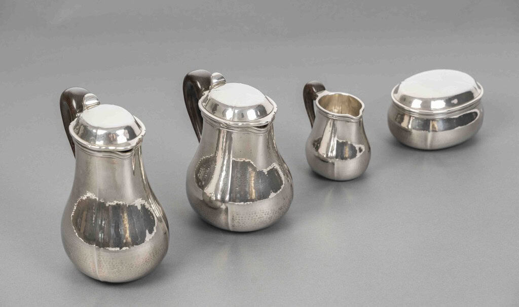 G. LECOMTE – Service thé café 4 pièces argent massif époque ART DECO 1925 4