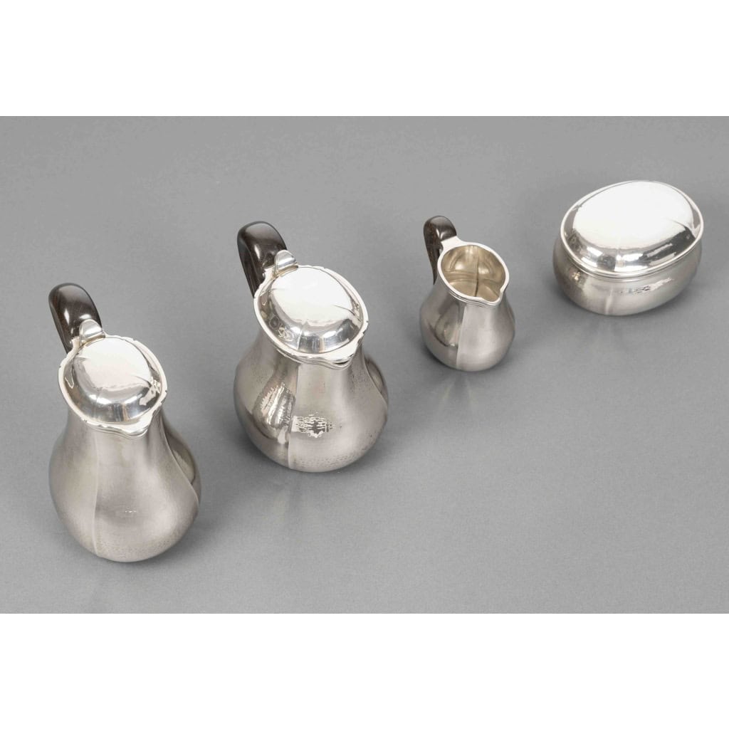 G. LECOMTE – Service thé café 4 pièces argent massif époque ART DECO 1925 21