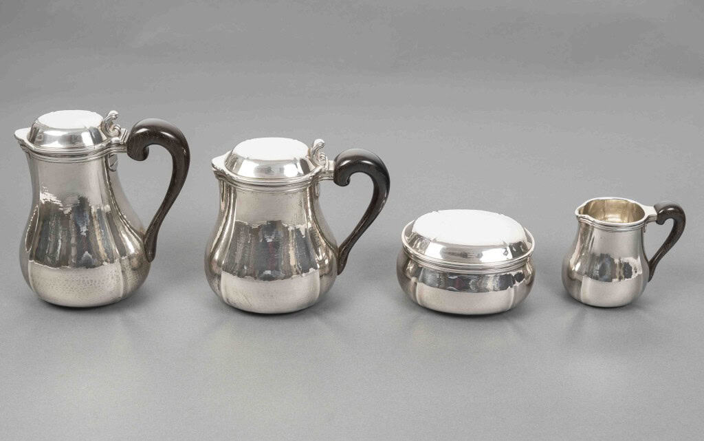 G. LECOMTE – Service thé café 4 pièces argent massif époque ART DECO 1925 11