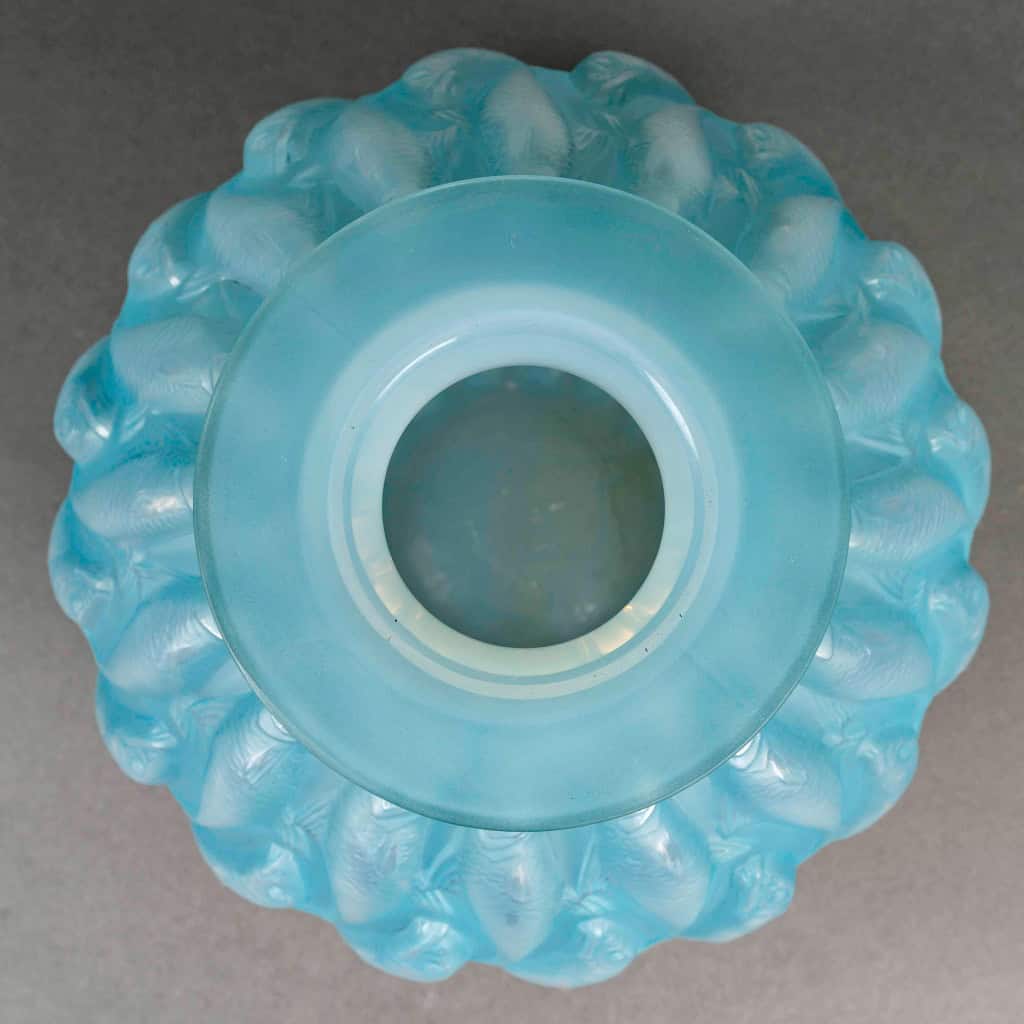 1927 René Lalique – Vase Marisa Verre Opalescent Patiné Bleu 5