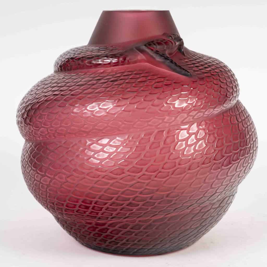 Lalique France – Vase Serpent Cristal Rouge Neuf En Coffret 4