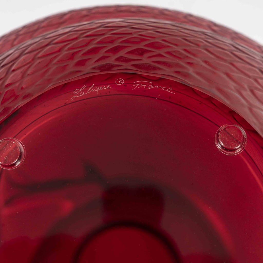 Lalique France – Vase Serpent Cristal Rouge Neuf En Coffret 9