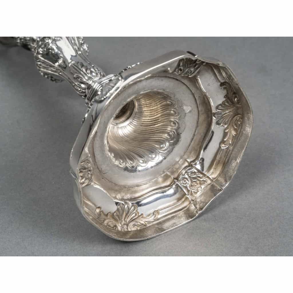 Orfèvre P.F.A. TURQUET – Paire de bougeoirs argent Louis XV – XIXe 10