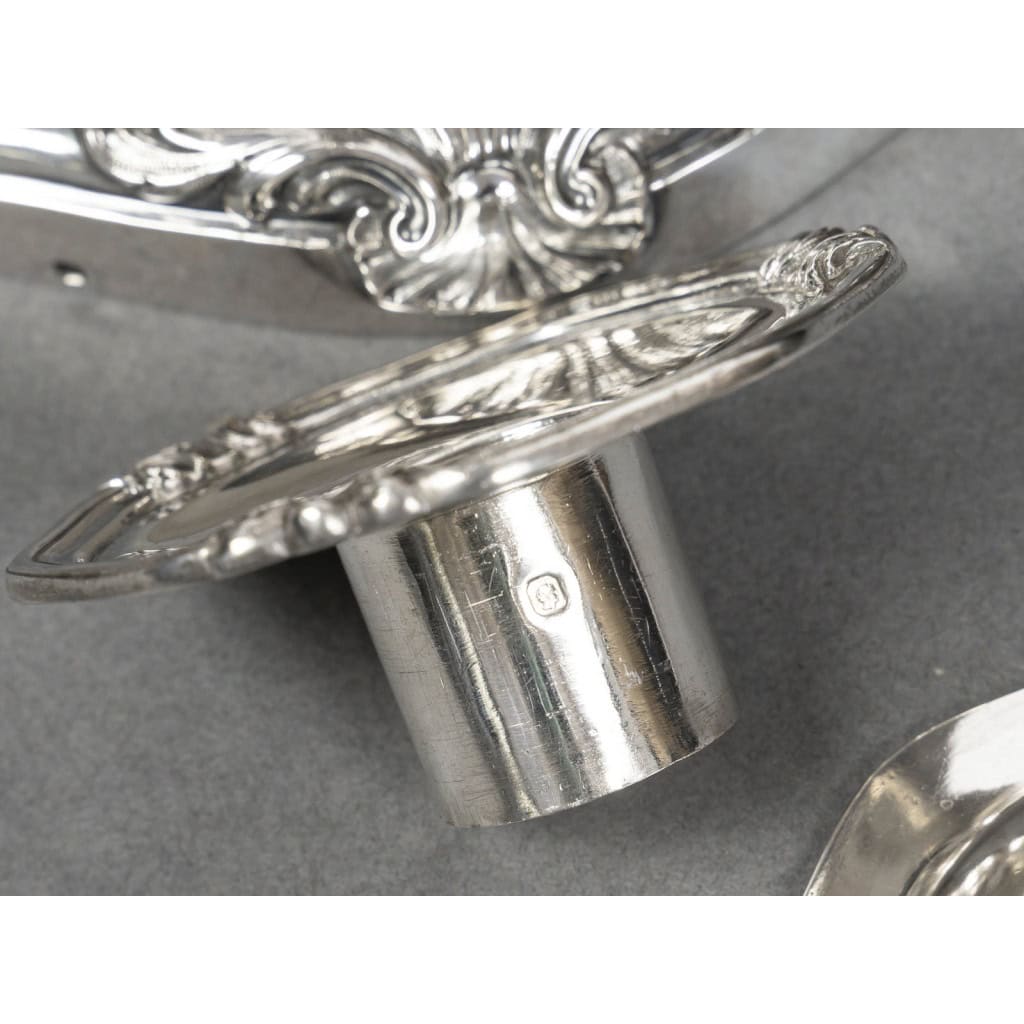 Orfèvre P.F.A. TURQUET – Paire de bougeoirs argent Louis XV – XIXe 19