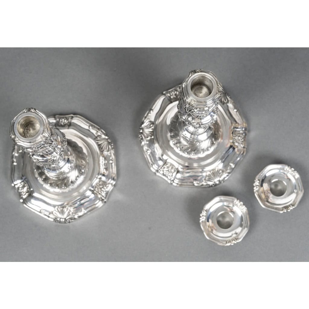 Orfèvre P.F.A. TURQUET – Paire de bougeoirs argent Louis XV – XIXe 21