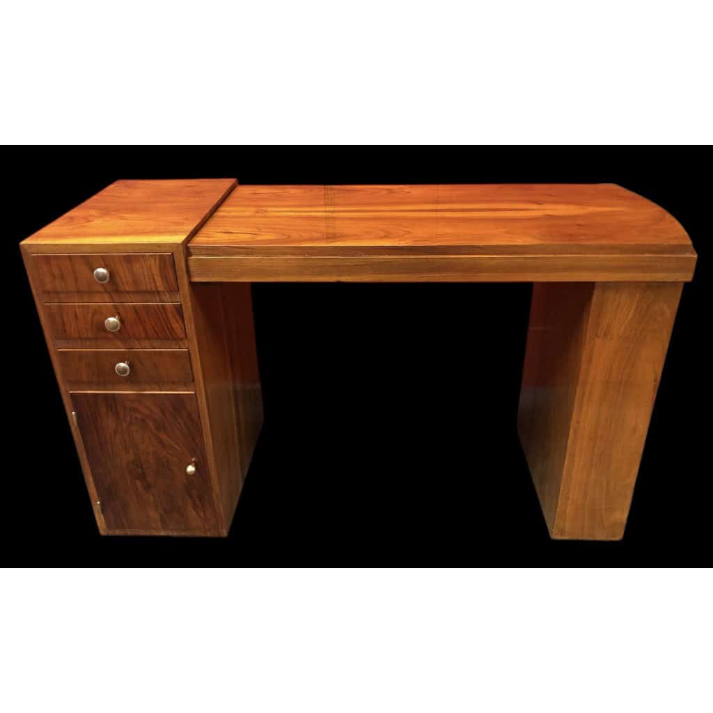 Bureau en noyer et placage de noyer de forme rectangulaire des années 1930 12