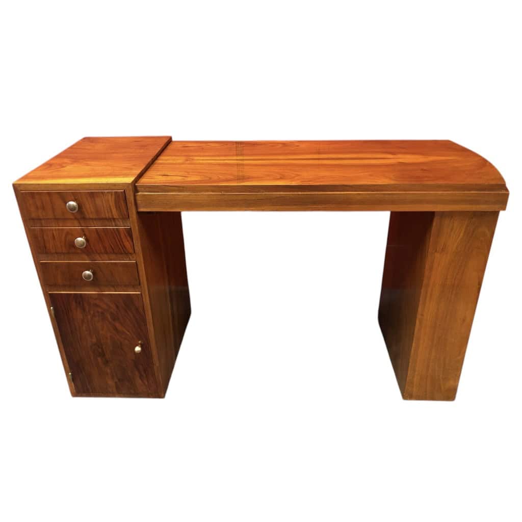Bureau en noyer et placage de noyer de forme rectangulaire des années 1930 13