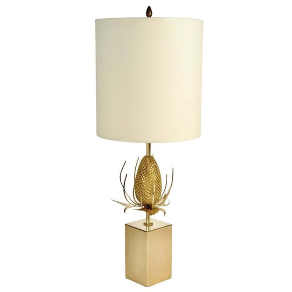 1970 Lampe de table modèle « Chardon » en bronze doré de Charles 3