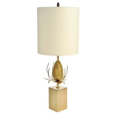 1970 Lampe de table modèle « Chardon » en bronze doré de Charles