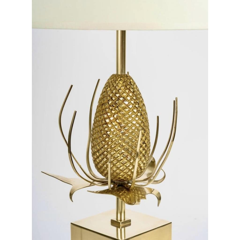 1970 Lampe de table modèle « Chardon » en bronze doré de Charles 7