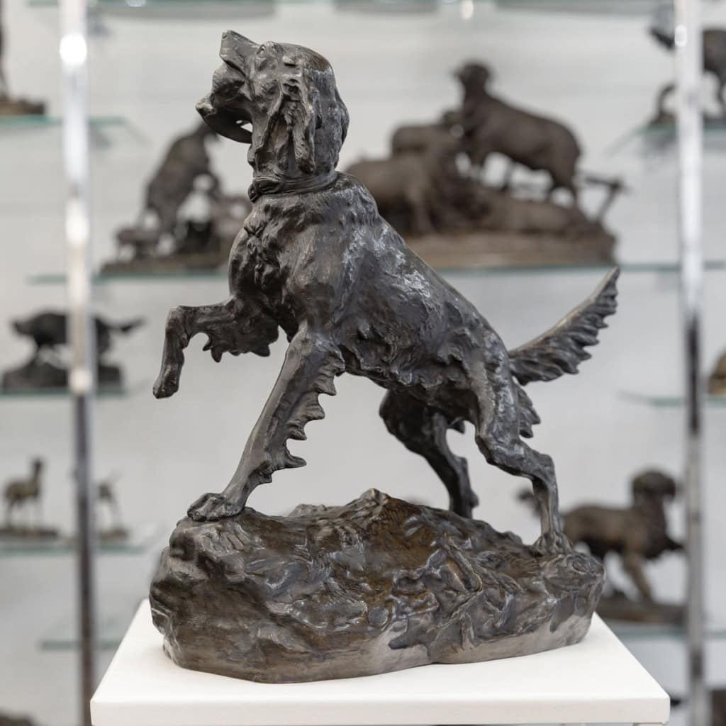 Sculpture – Chienne Setter « MISS » , Arthur Marie Gabriel Comte du Passage (1838-1909) – Bronze 7