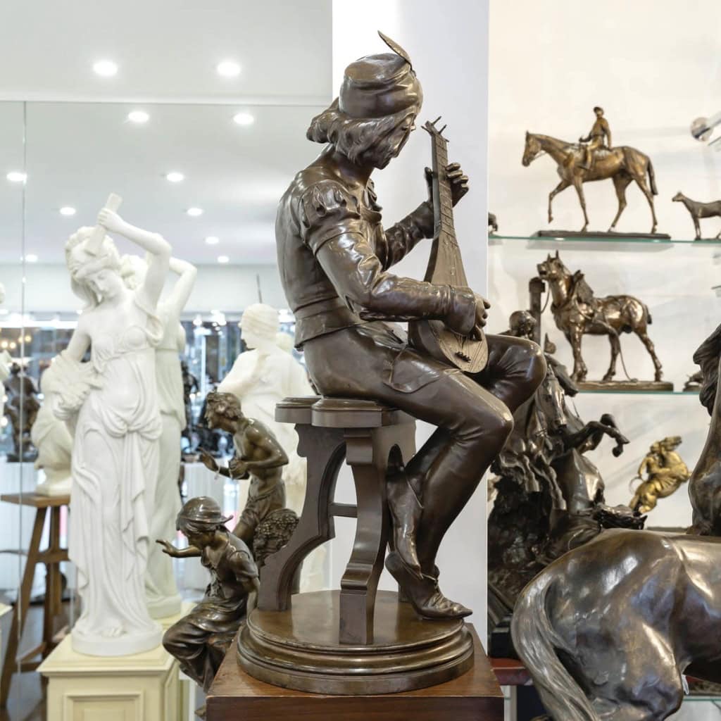 Sculpture – Oysel Le Troubadour , Émile Boisseau (1842-1923) – Bronze 9