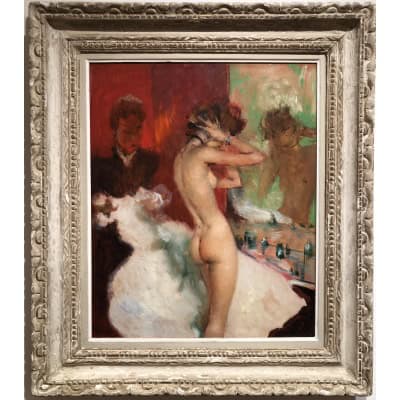 DOMERGUE Jean Gabriel Tableau XXè Siècle La loge de la danseuse Huile Sur Isorel Signée Figure dans les archives de Mr Noé Willer