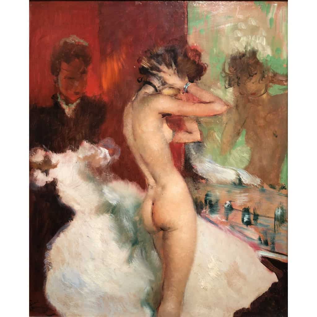 DOMERGUE Jean Gabriel Tableau XXè Siècle La loge de la danseuse Huile Sur Isorel Signée Figure dans les archives de Mr Noé Willer 7