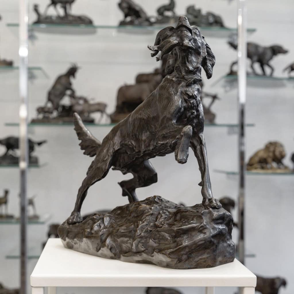 Sculpture – Chienne Setter « MISS » , Arthur Marie Gabriel Comte du Passage (1838-1909) – Bronze 3
