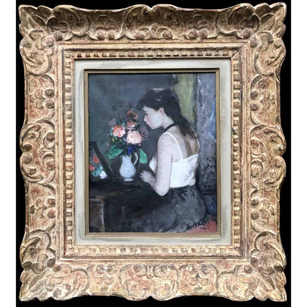 GALL François A Sa Toilette Peinture Française Huile Sur Toile Signée Titrée Située Certificat d’authenticité 8
