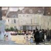 HERVE Jules Langres Sortie de messe le 15 Août place St Martin Huile sur carton fort Signée Certificat D’authenticité 21